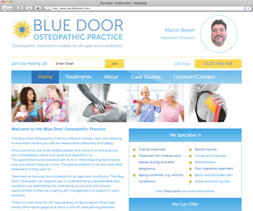 Blue Door Osteopath - Kralinator Web Design
